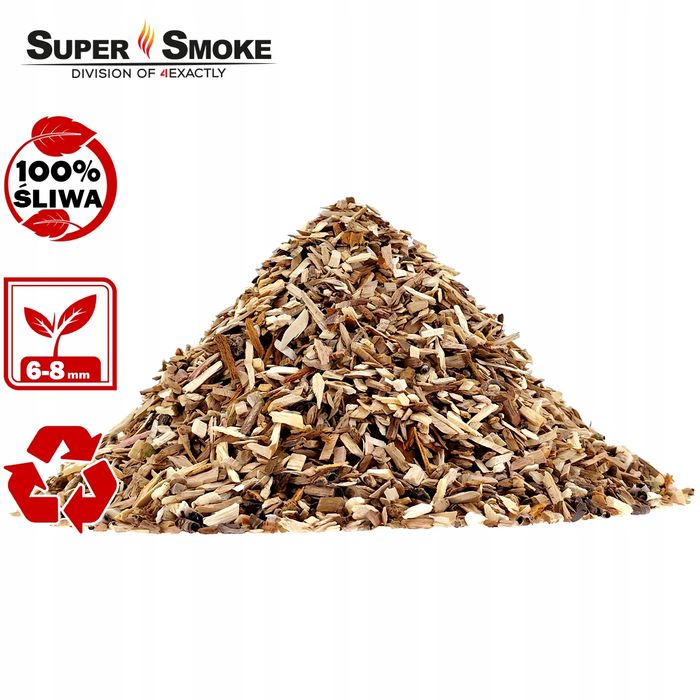 Zrębki Wędzarnicze Super Smoke ŚLIWA KL-08 (6-8mm) Medium 6L Doypack