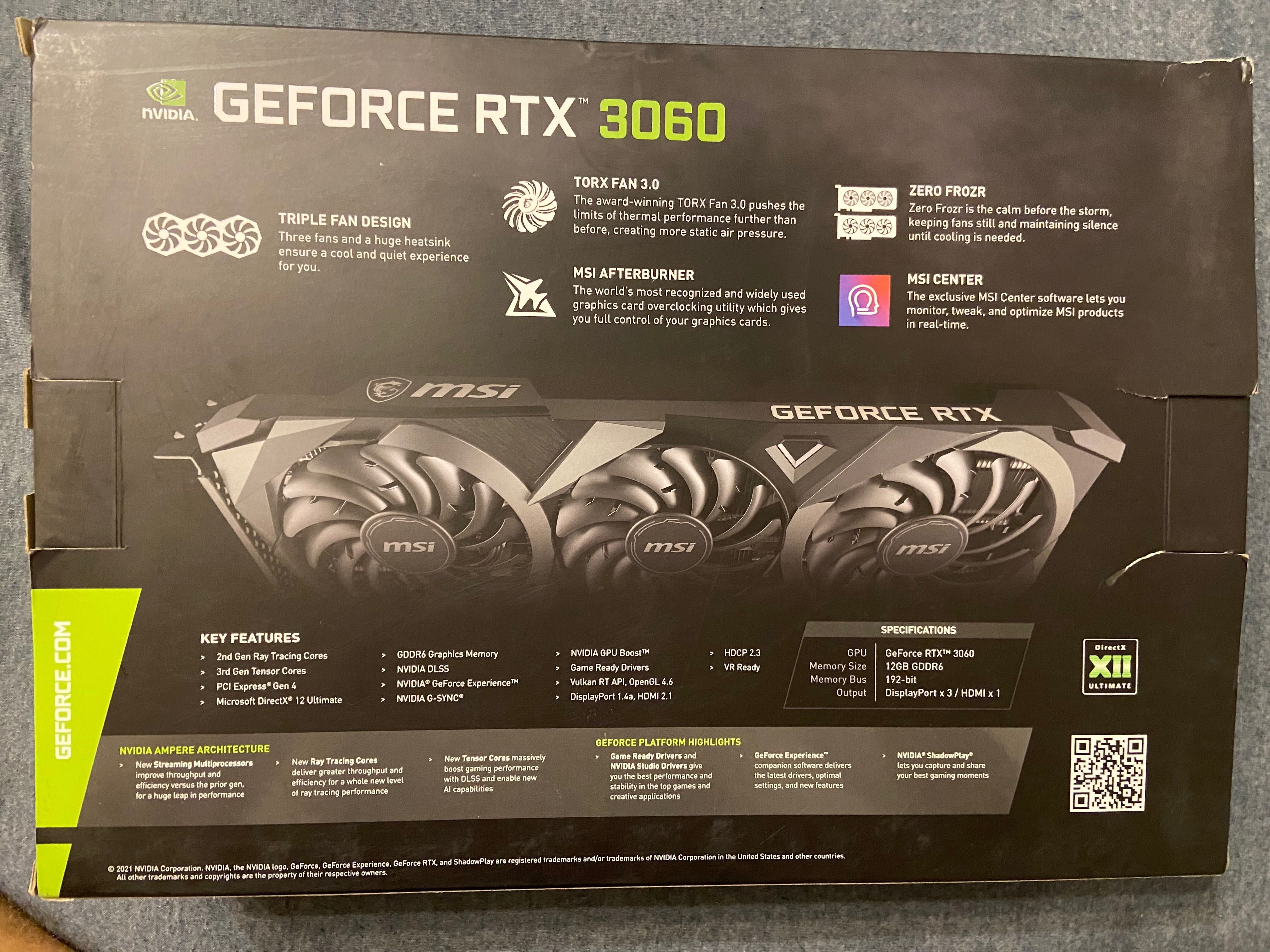 Karta graficzna MSI GeForce RTX 3060 Ventus 3X OC 12GB GDDR6