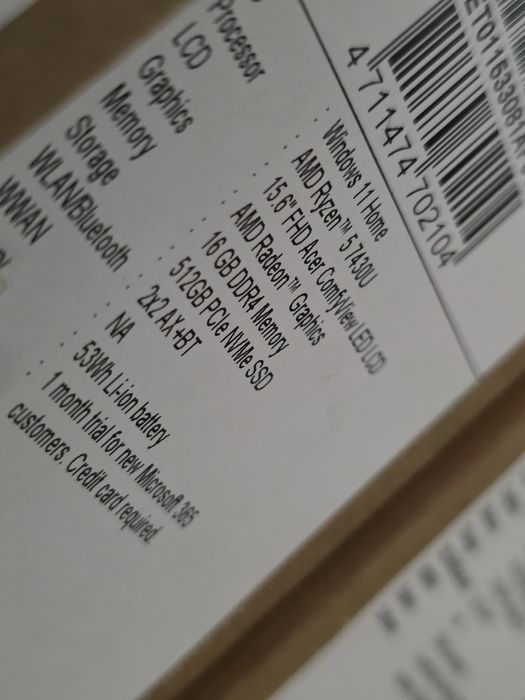 Ноутбук Acer Aspire Go 15 AG15-42P-R3MB Ryzen 5 7430U 16/512 Radeon