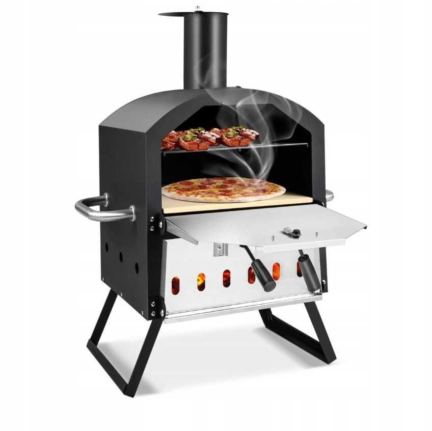 Zewnętrzny Piec do Pizzy 2-warstwowy ze Stojakiem i Kamieniem