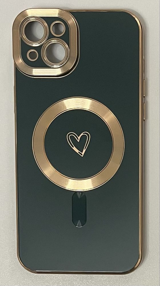Etui MagSafe HZLFCZL iPhone 15 Plus z sercem ciemnozielone
