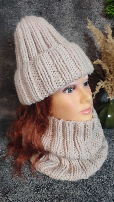 komplet z wełny 100% DUŻO KOLORÓW handmade