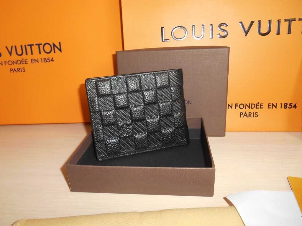 Louis Vuitton portmonetka Czarny portfel męski skóra 55-009В