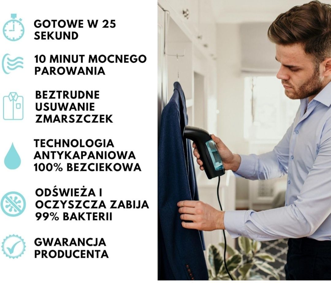 WIREDLUX Parownica do Ubrań Parownik Żelazko Parowe 900W