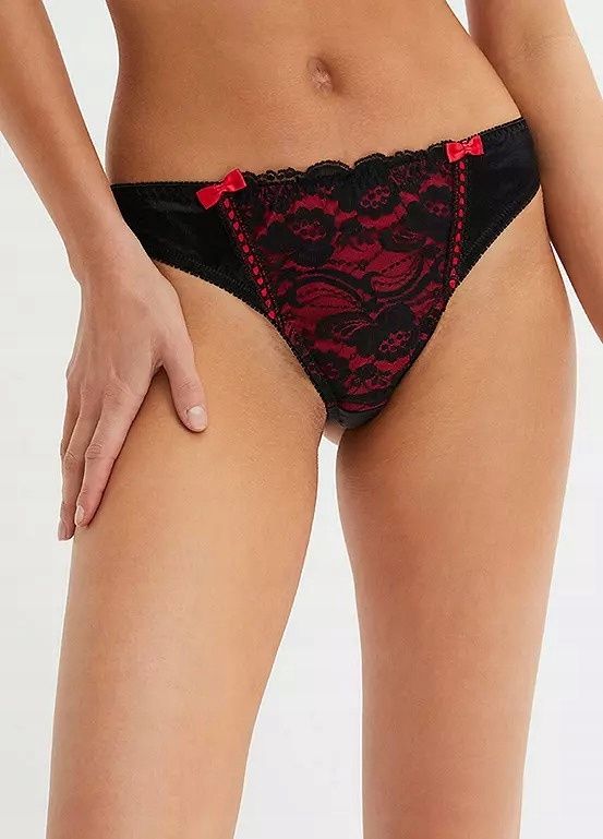 B.P.C stringi czarno-różowe z koronką r.36/38