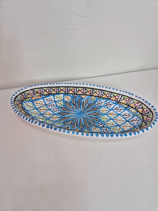 Tunezyjska miska do serwowania, mozaika, ręcznie malowana, owalna