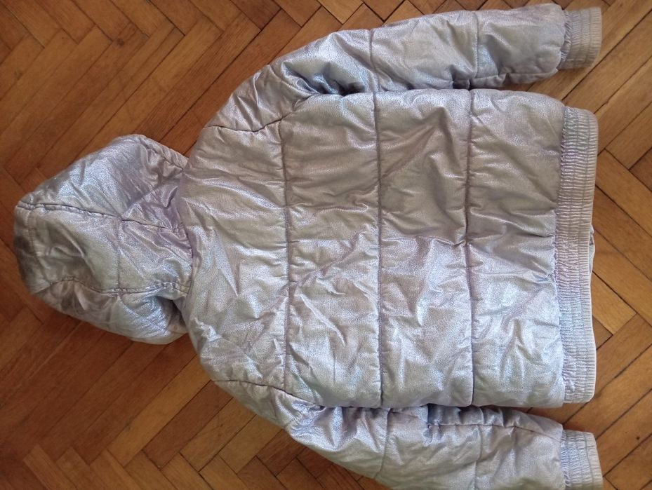 Kurtka zimowa srebrna dziewczęca 140