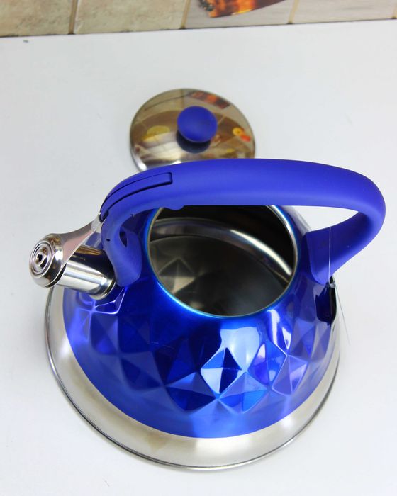 Czajnik 3L na gaz z Gwizdkiem – niebieski, Stal Nierdzewna, Indukcja