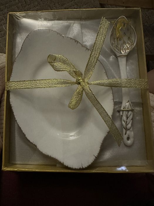 Набор Bona керамическая ложка с десертной тарелкой