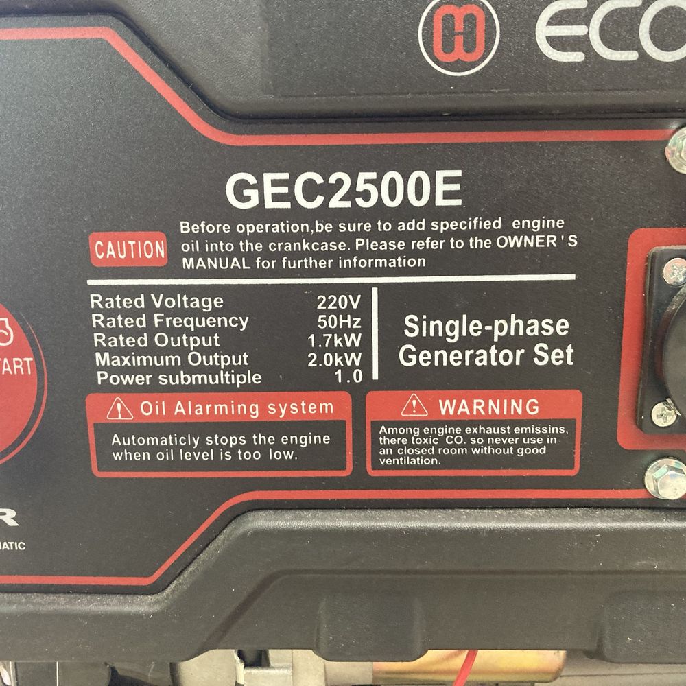 Генератор Ecoolmax GEC2500E 2,0 кВт з електростартером
