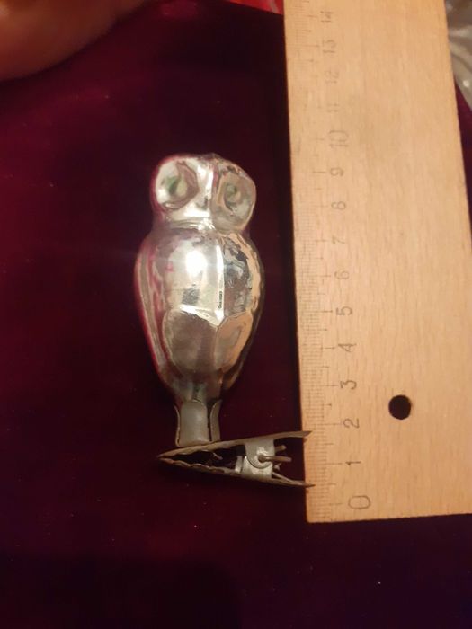 Елочные игрушки старинные на прищепках Сова, Цыплыта, грибы, СССР