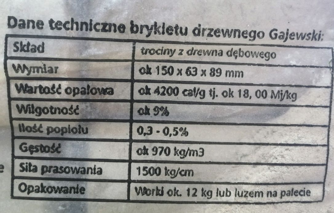 Brykiet Kominkowy Dąb. Opakowania 12 kg. Kostka.