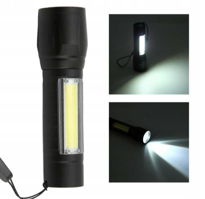 Latarka mocna taktyczna LED ZOOM COB,  nowa, original