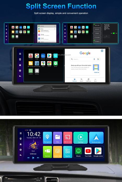 Rádio Portátil Carplay Android Auto 8-core 2 Câmaras Wi-Fi 4/64GB GPS