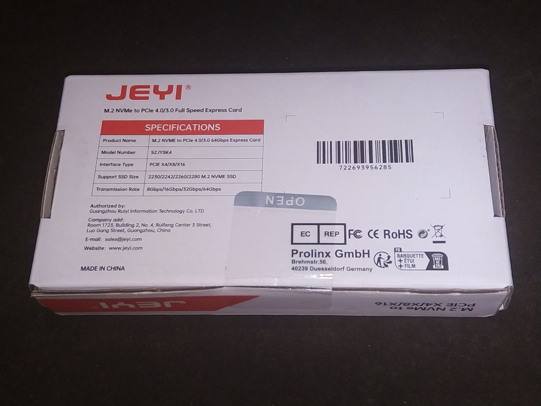 Karta PCI-e do pamięci NVMe M.2 . NOWA.