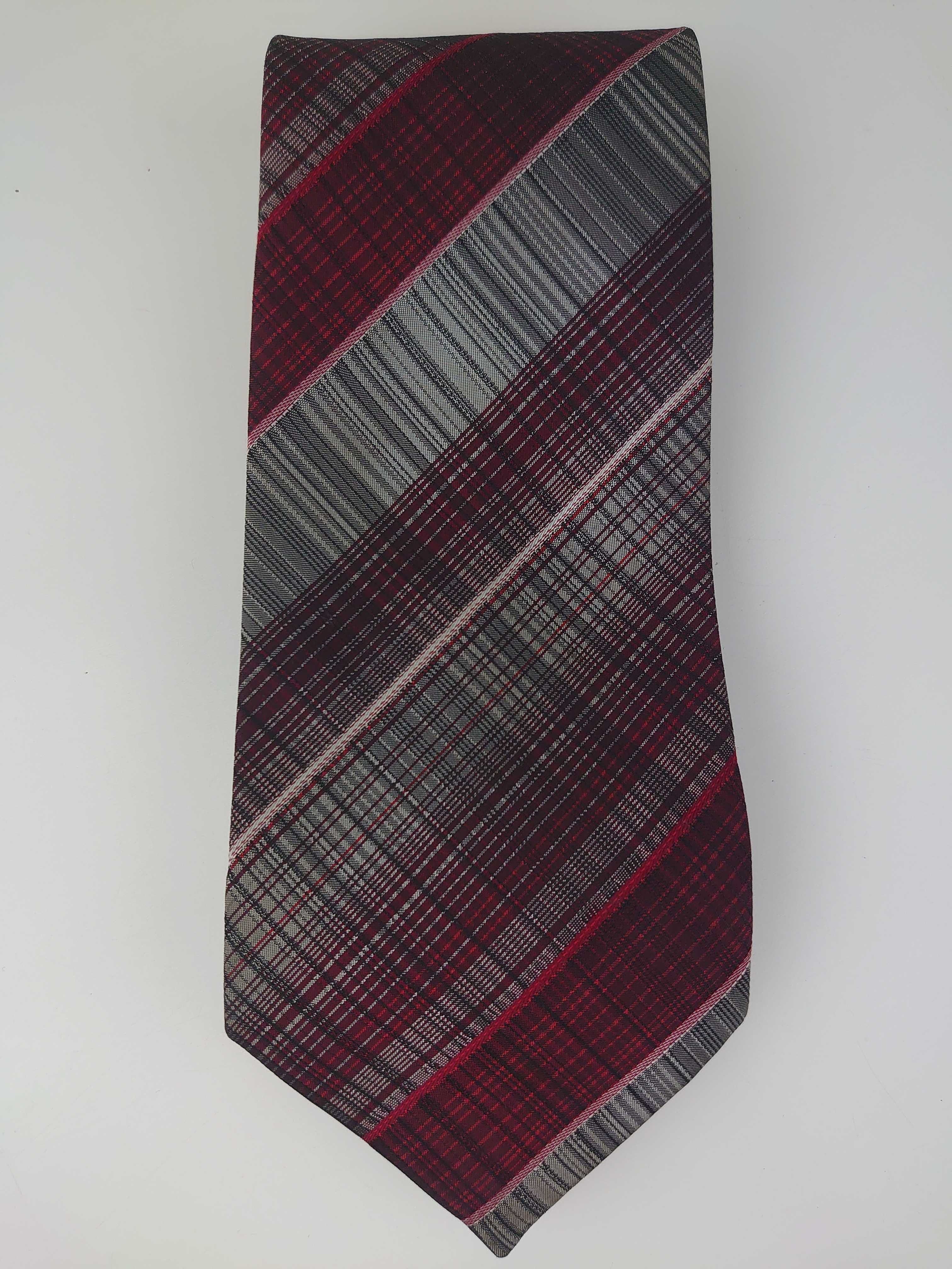 Krawat w ukośne bordowo-szare paski VIP collection