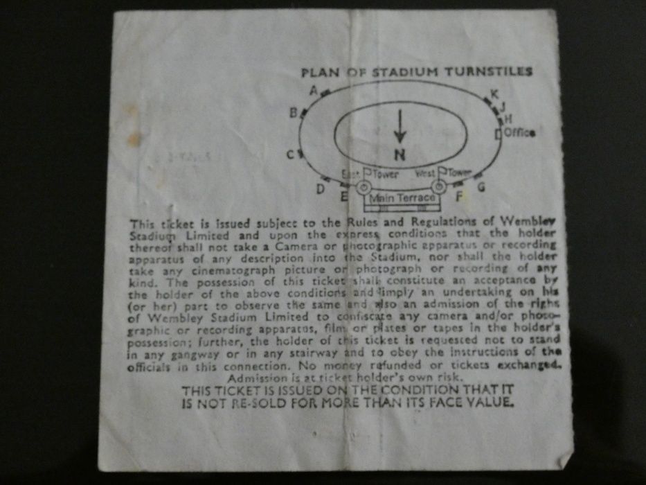 Oryginalny bilet Anglia - Polska Wembley 1973 UNIKAT