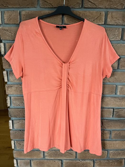 Koralowa bluzka z krótkim rękawem rozmiar 5XL