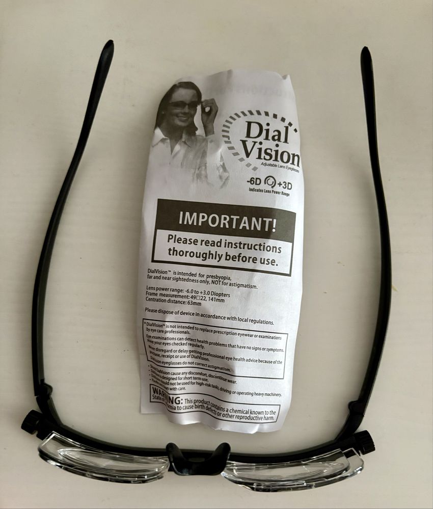 2 Óculos Dial Vision - Ajustáveis para Visão à Distância e de Perto