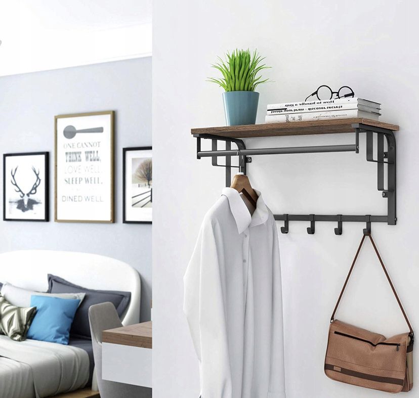 Półka ścienna z wieszakami VINTAGE LOFT