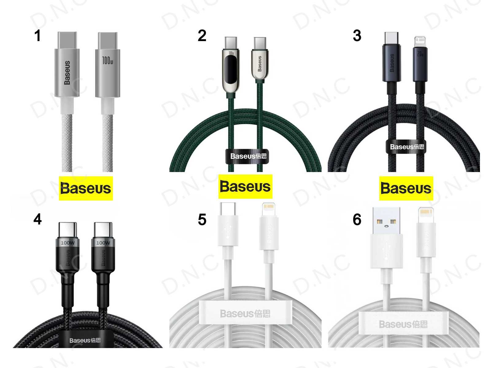 Кабелі Baseus USB-C/USB-A/Lighting, 100W/20W, 1/1.5/2м