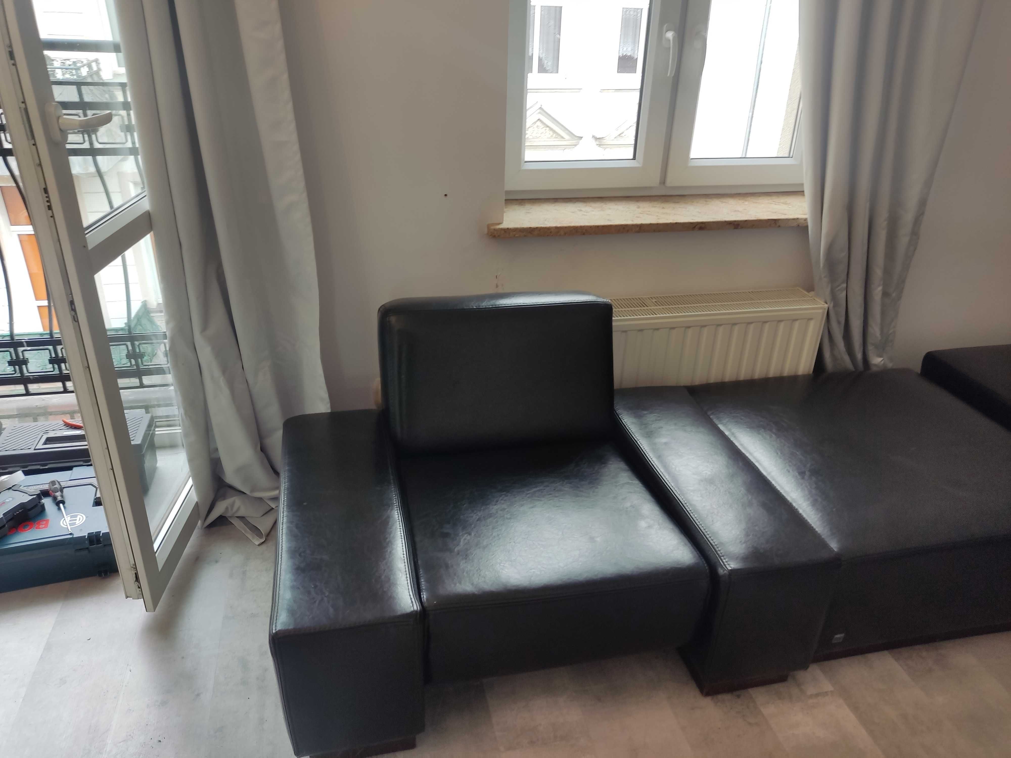Komplet ze skory naturalnej, czarny, firmy Livingroom.
