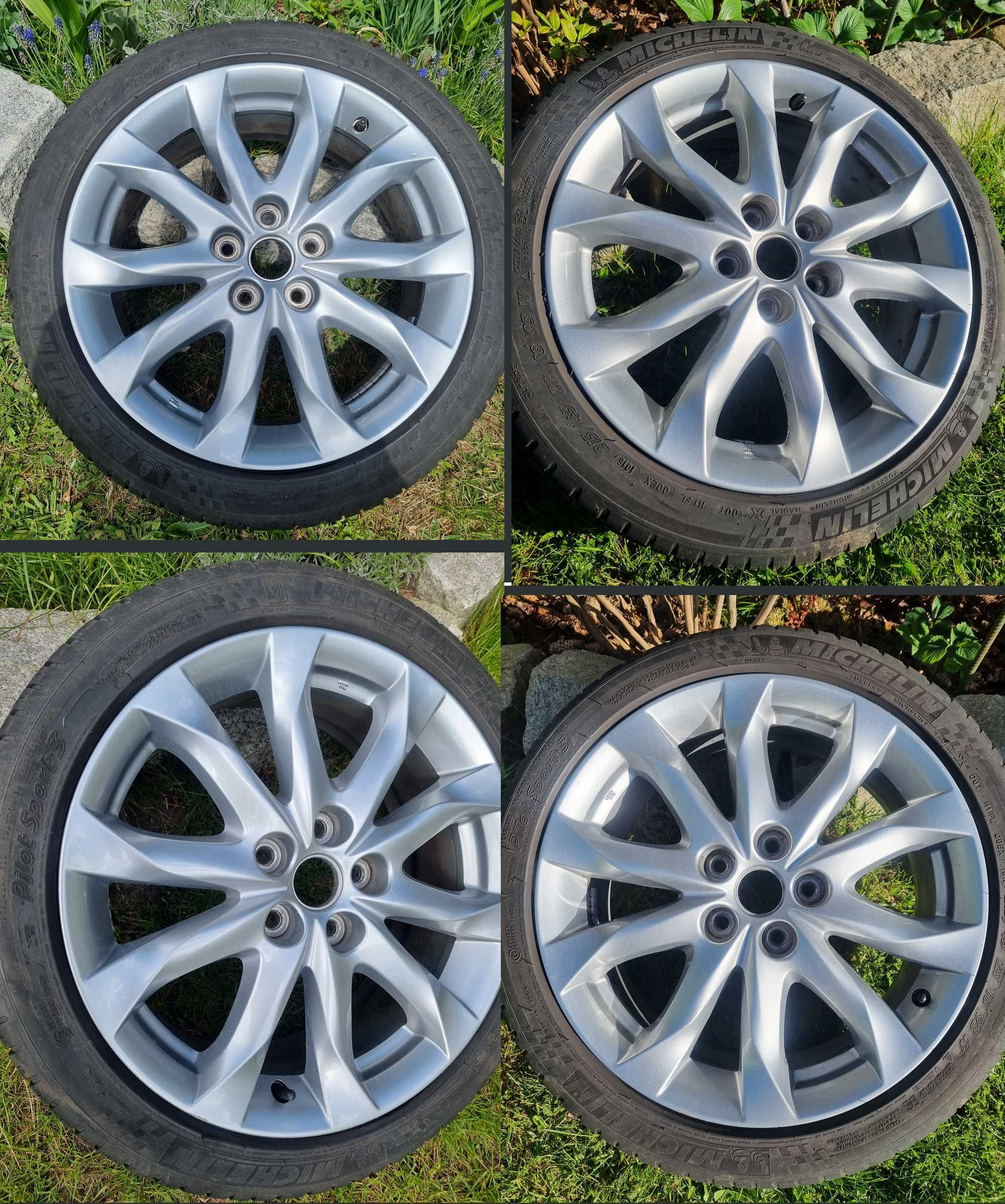 Używane felgi aluminiowe 18", komplet do Mazda 5x114,3 z oponami