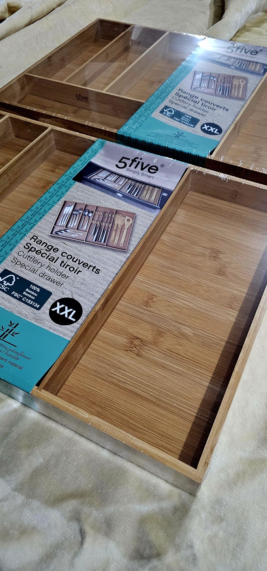 Tabuleiros organizadores talheres Bambu XXL 5five NOVOS!