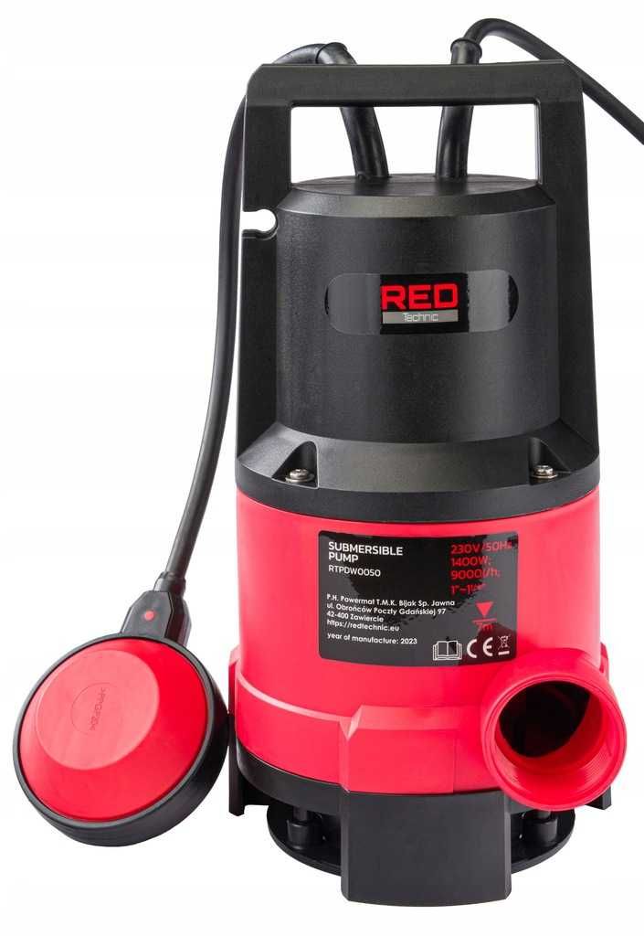 Pompa Zatapialna DO WODY Czystej Brudnej z Pływakiem 1400W RTPDW0050