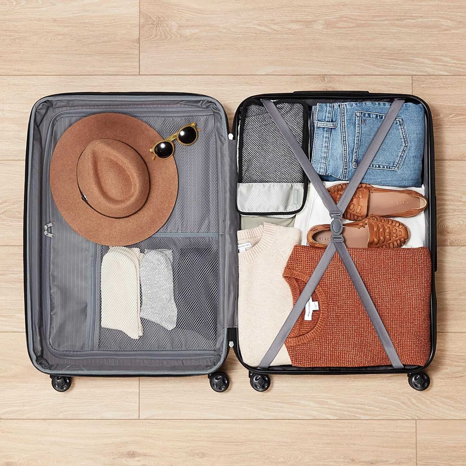 Amazon - Mala de viagem rígida giratória, expansivel, 105l, 78cm, Nova