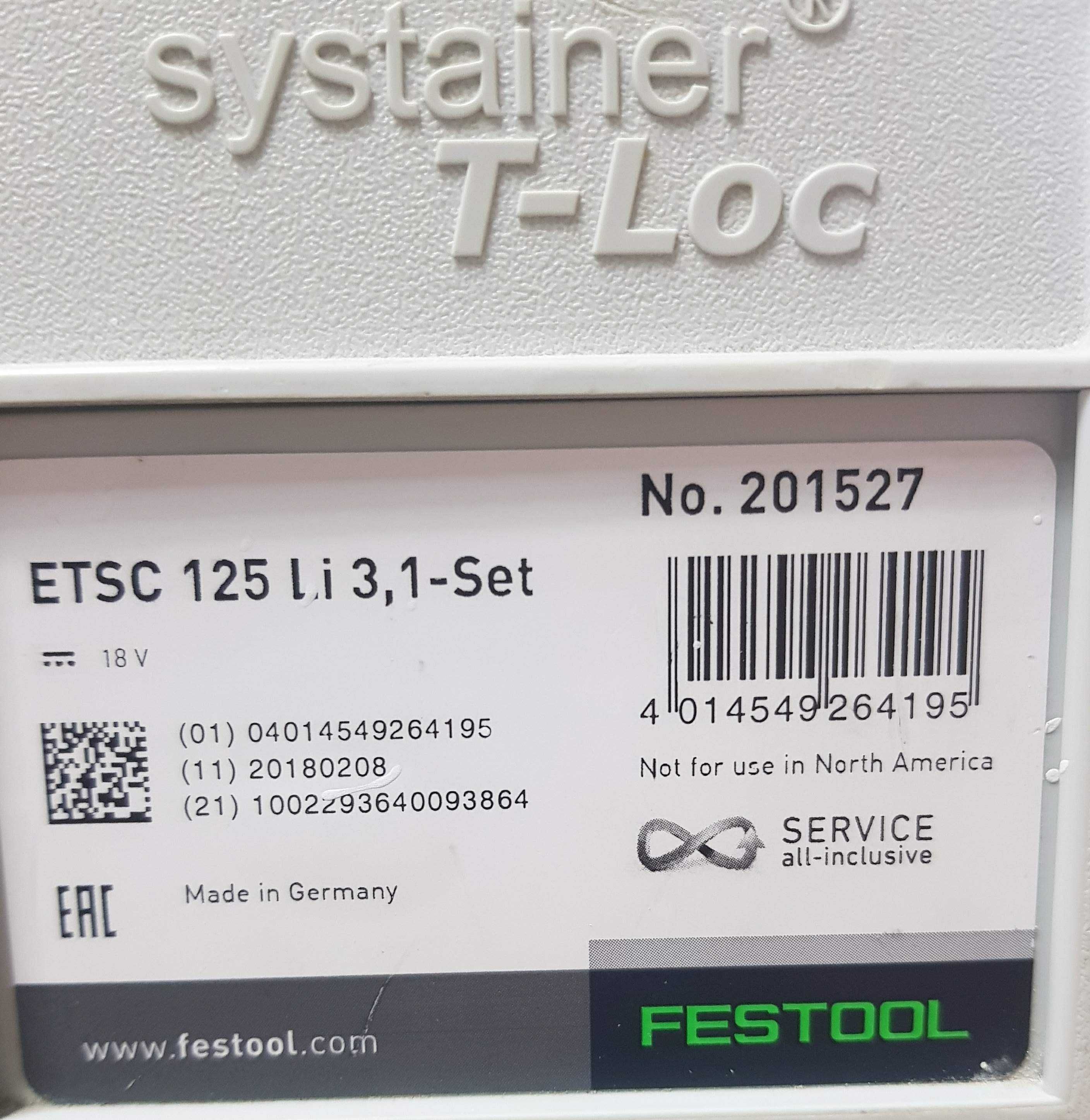 Zestaw Festool ETSC 125 Li 3,1 Set + osprzęt