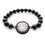 Bransoletka z czarnego kamienia ONYKS boho etno MANDALA medytacja