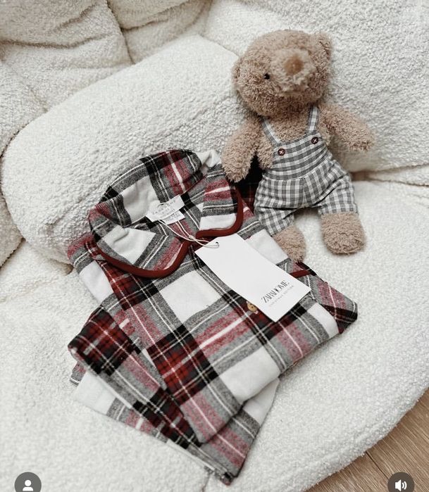 Піжама новорічна фланель дитяча в клітинку zara home