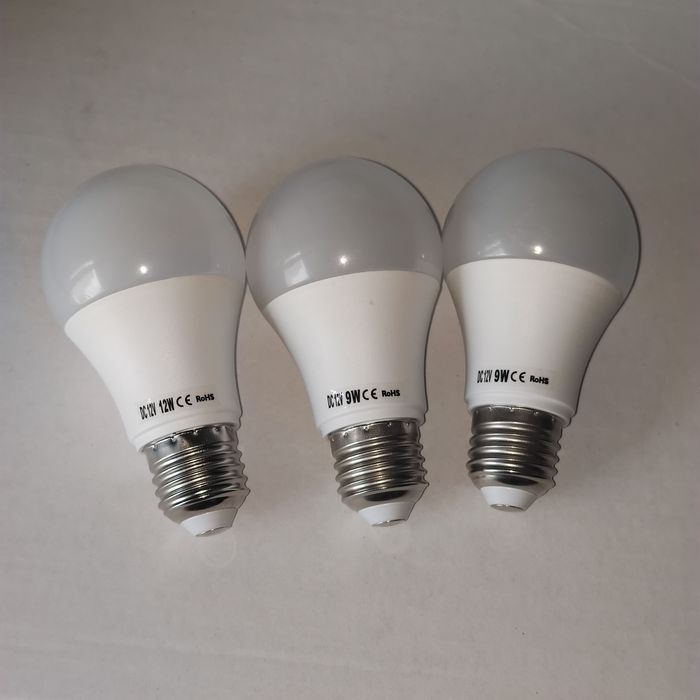 Лампи 12V E27 DC — 9W і 12W + кабель для підключення до павербанку