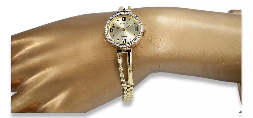 Prześliczny 14k 585 złoty damski zegarek Geneve lw075ydy Gdańsk