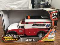 Ambulans zabawkowy duża karetka jeździ gra świeci led