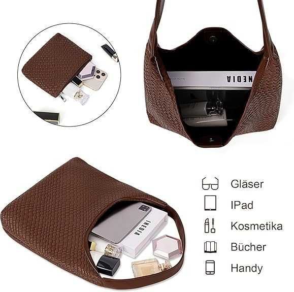 GSenhui  - Torebka damska na ramię shopperka duża bucket modna+portfel