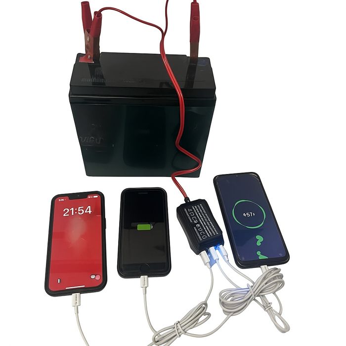 Зарядний пристрій для телефона від акумулятора 12V24V на 3 USB