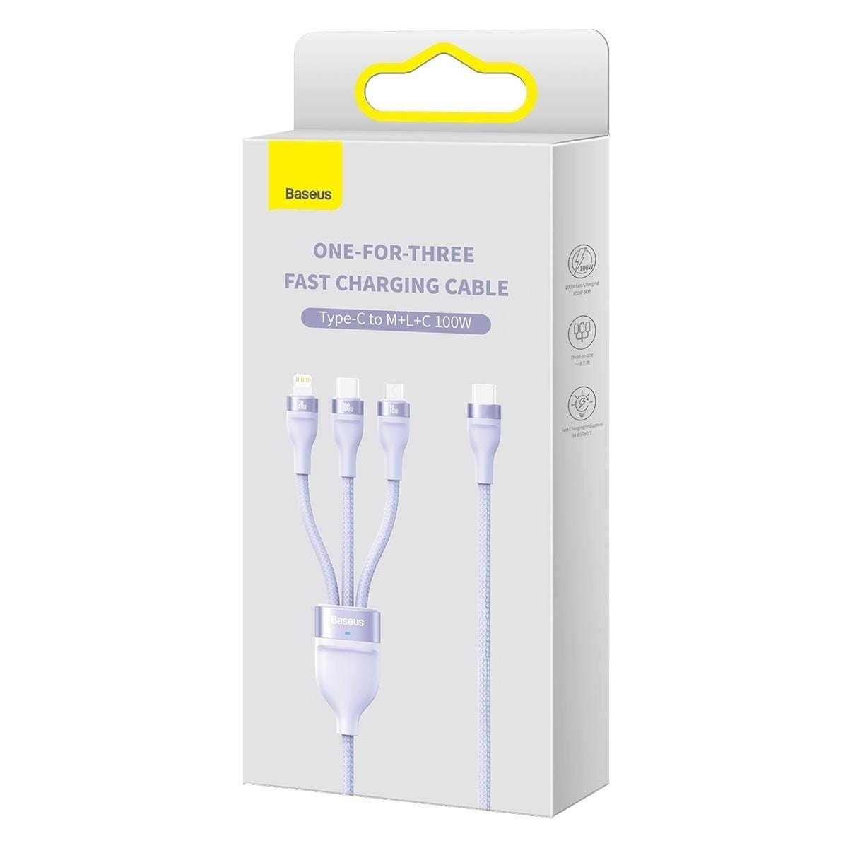 Baseus Flash II kabel 3w1 USB C- Micro/Light/USB-C 100W 1,5m Sklep Wwa