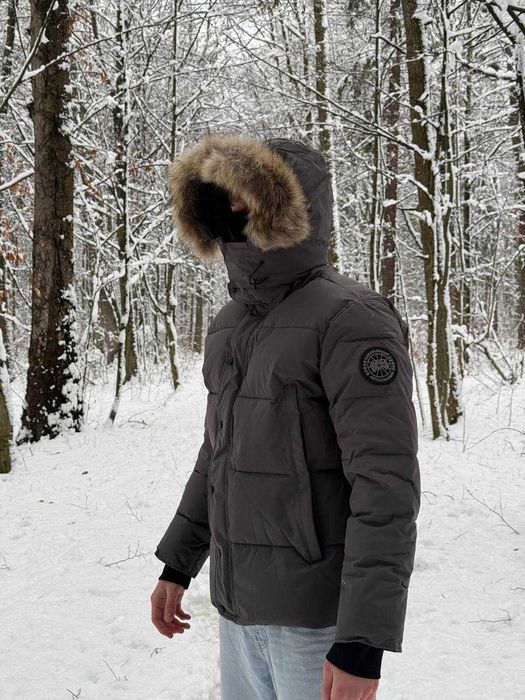 Пуховик Canada Goose Puffer Jacket Grey Black Logo