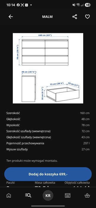 Malm z przewijakiem, komoda malm, przewijak