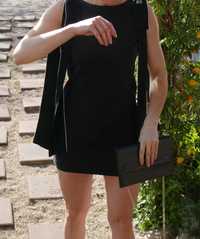 Czarna sukienka mini z wstążkami Elisabetta Franchi