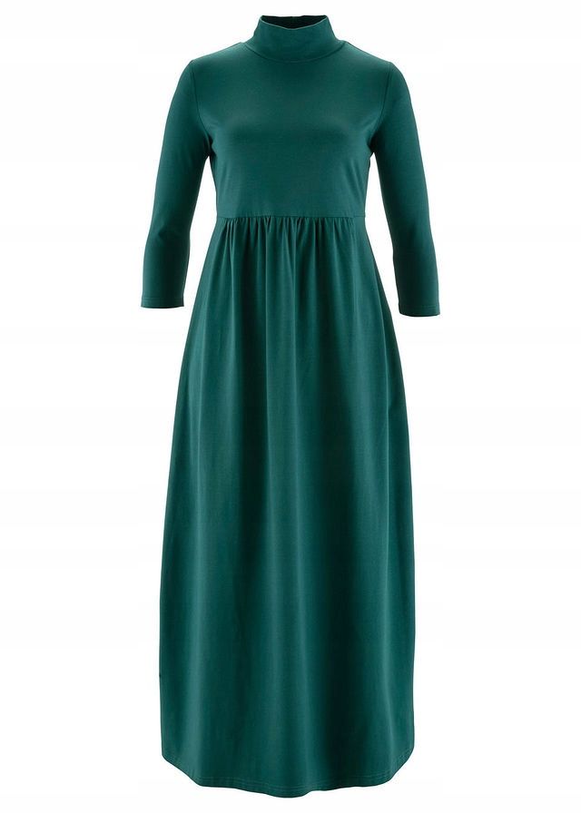 B.P.C sukienka bawełniana midi butelkowa zieleń 44/46.