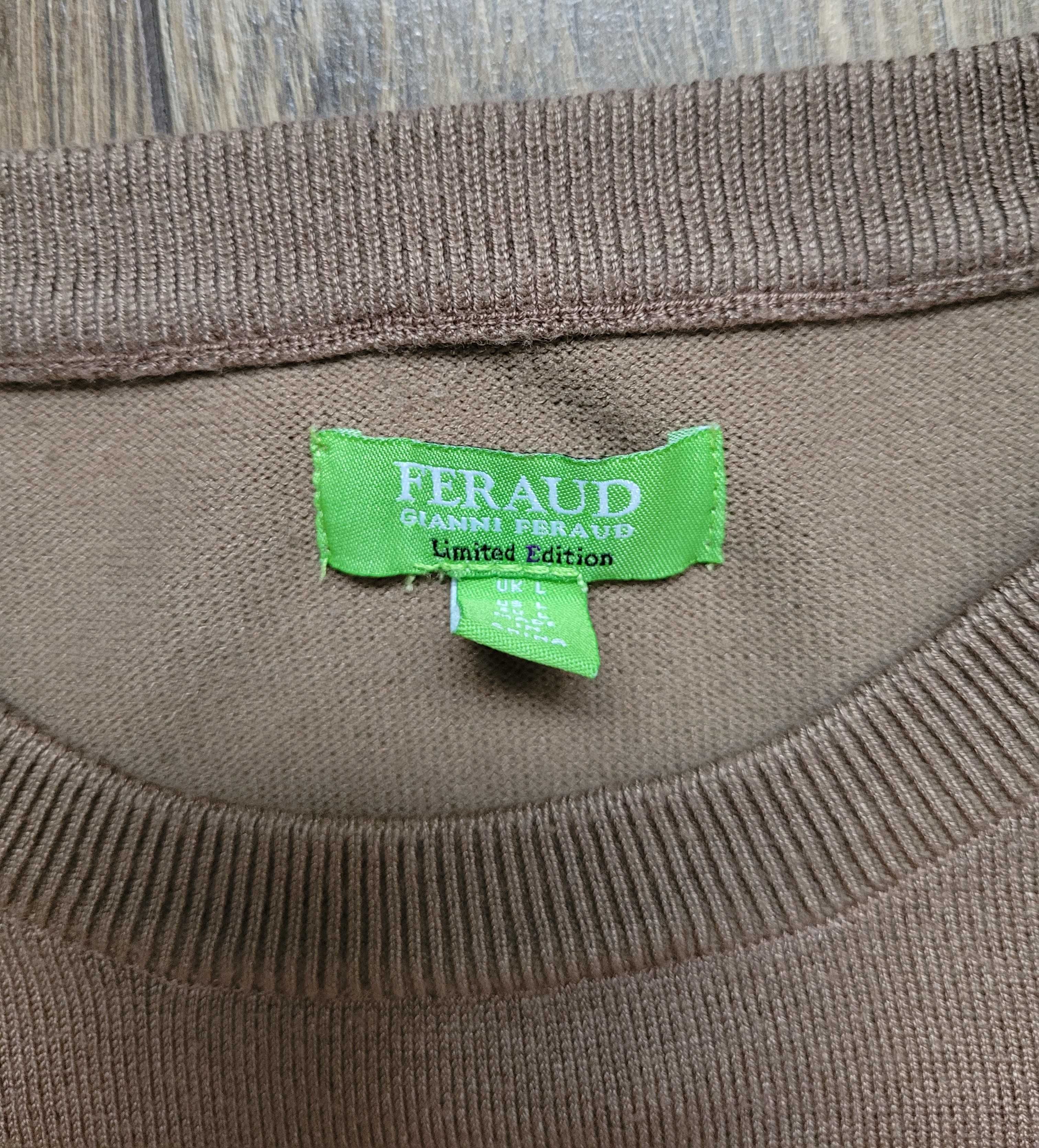 męski sweter Gianni Feraud 70% wiskoza L camel wielbłądzi jasny brąz