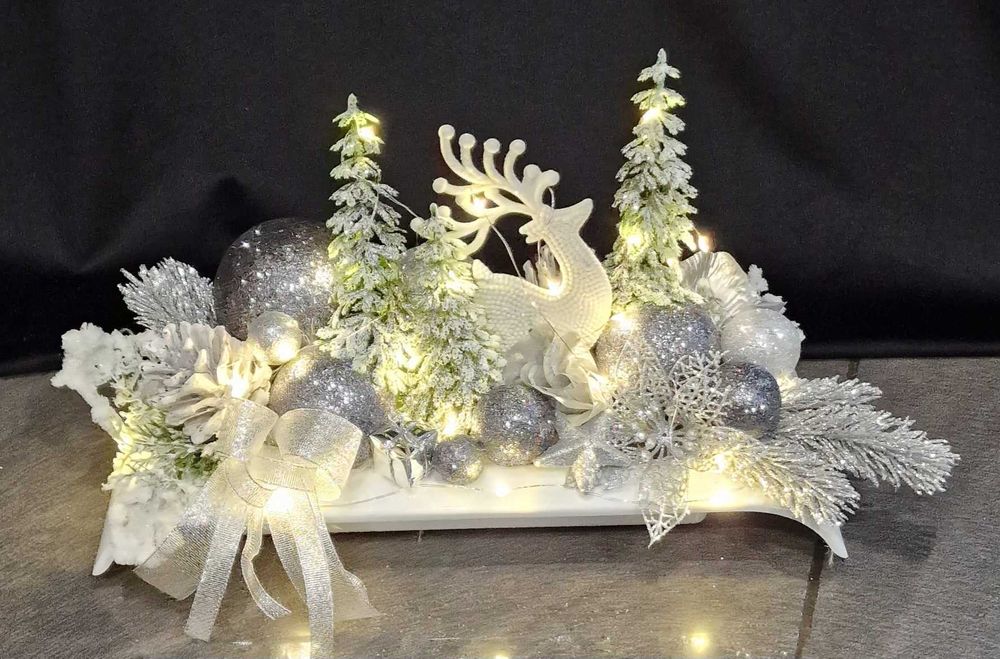 Stroik świąteczny Boże Narodzenie bożonarodzeniowy z lampkami led B278