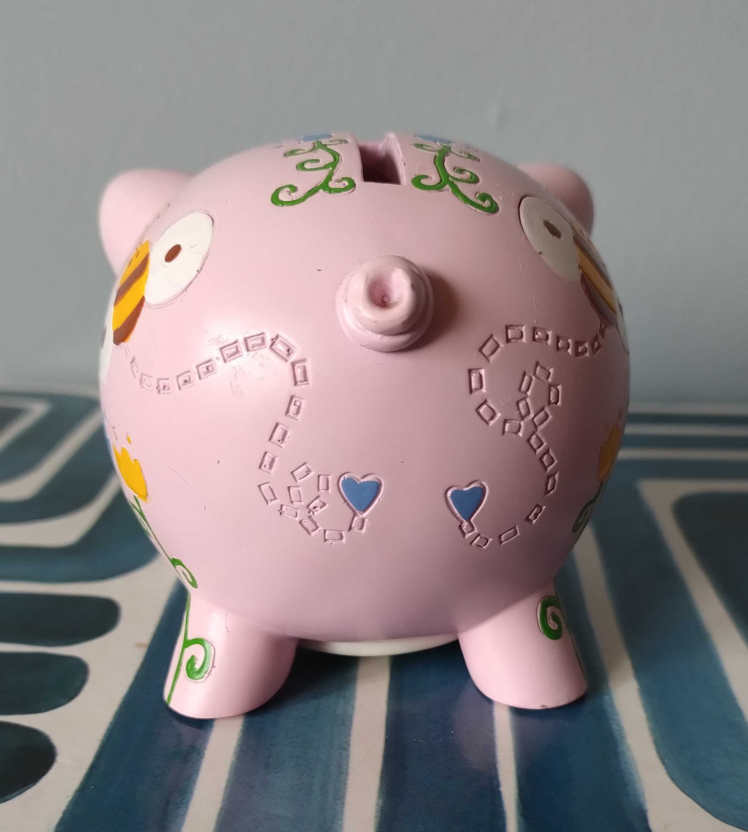 Skarbonka dla dzieci różowa świnka Piggy Bank Money Box ceramika