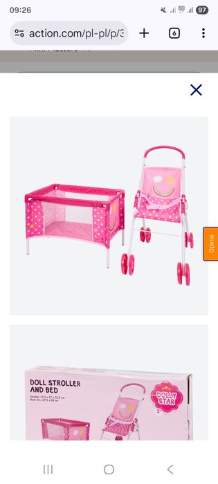 Wózek i łóżko dla lalek Dolly Star