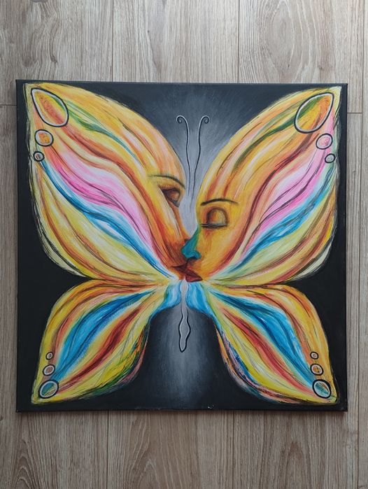 Obraz malowany abstrakcyjny motyl