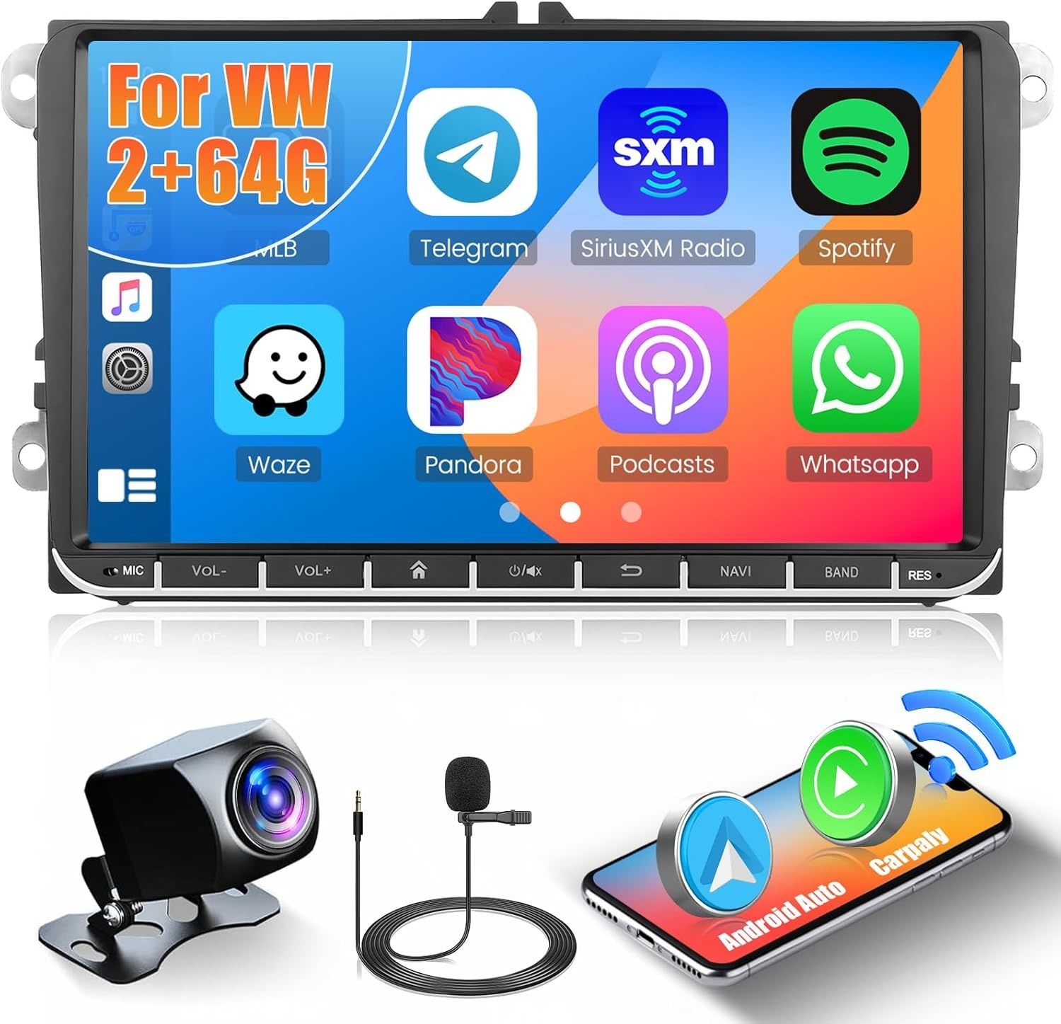 Hikity radio Android 13 2G 32G VW Golf 5 6 Tiguan Skoda Passat 7" GPS