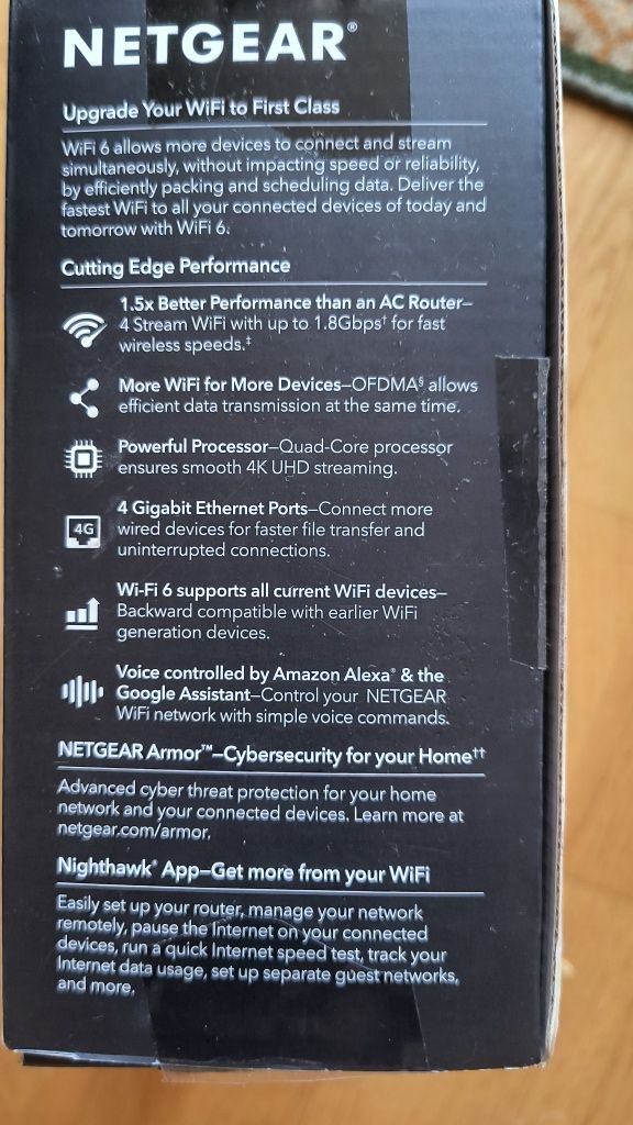 Роутер Netgear Nighthawk RAX20AX1800 WiFi6  WiFi 6